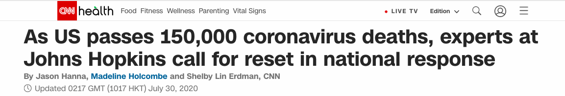 新冠|美国新冠肺炎病亡数超15万 专家报告呼吁白宫抗疫“推倒重来”