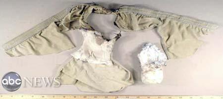 A&nbsp;slightly&nbsp;charred&nbsp;and&nbsp;singed&nbsp;underpants&nbsp;with&nbsp;the&nbsp;explosive&nbsp;packet&nbsp;removed&nbsp;from&nbsp;the&nbsp;crotch&nbsp;is&nbsp;seen&nbsp;in&nbsp;government&nbsp;photos&nbsp;obtained&nbsp;exclusively&nbsp;by&nbsp;ABC&nbsp;News,&nbsp;released&nbsp;to&nbsp;Reuters,&nbsp;Dec.&nbsp;28,&nbsp;2009.(Xinhua/Reuters&nbsp;Photo)