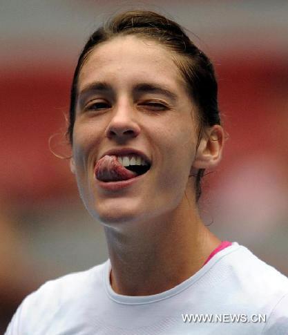 Andrea Petkovic of Germany reacts after the semifinal of women 39s singles