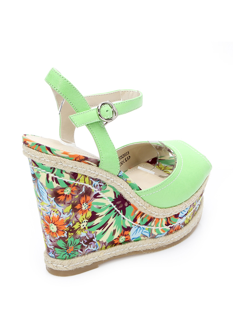 央视网上商城 SAFIYA绿色编织羊皮坡跟扣带女