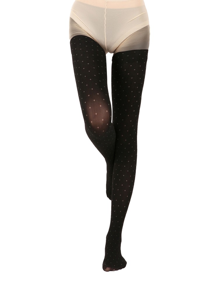 城 REGART黑色聚氨酯材质白点女士<em>连裤袜</em>,P