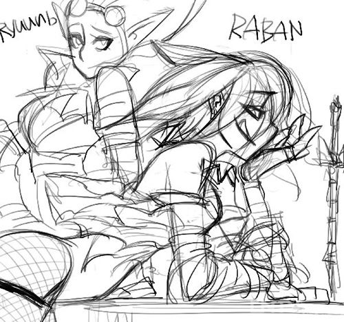 <em>英雄联盟</em>精美手绘线稿欣赏:萨科变身<em>性感妹子</em>