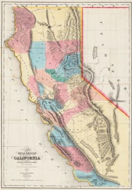 查尔斯&middot;德雷顿&middot;吉布斯（Charles Drayton Gibbes）1851年绘制的加州金矿地图（哈佛地图集）