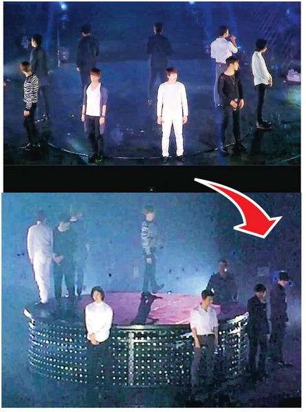 韩男团SJ演出现失误成员发呆忘上升降台（图）