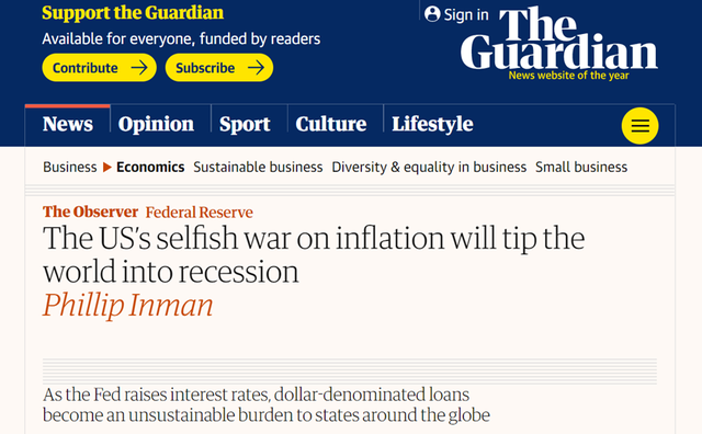 通胀“高烧不退”外媒:美国经济祸害全球