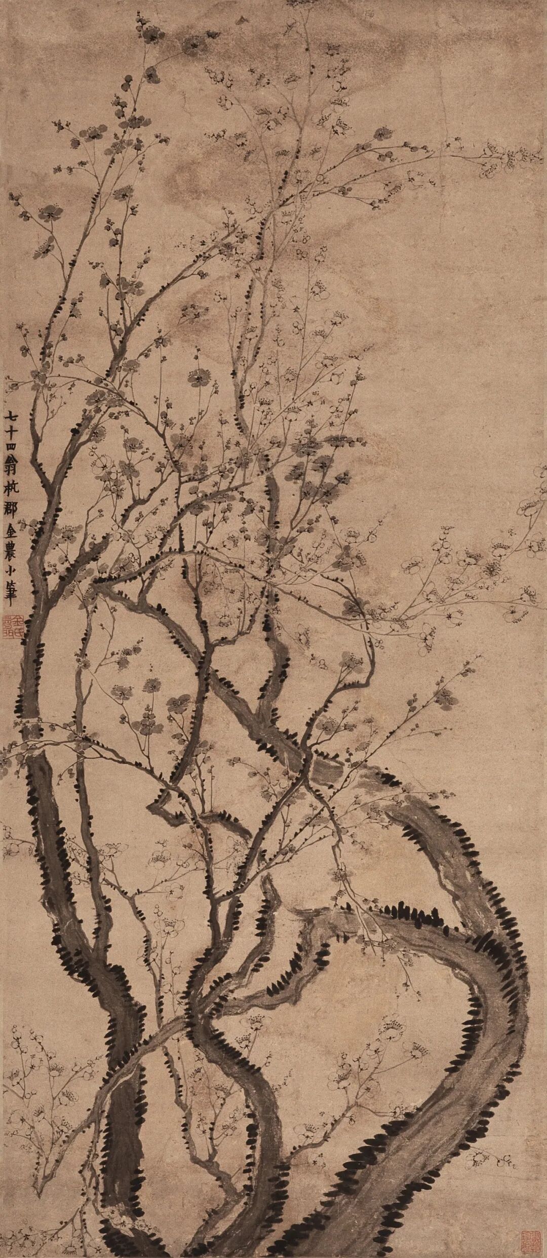 双色梅花图 金农 中国画 129.5×56cm 1760年 中国美术馆藏