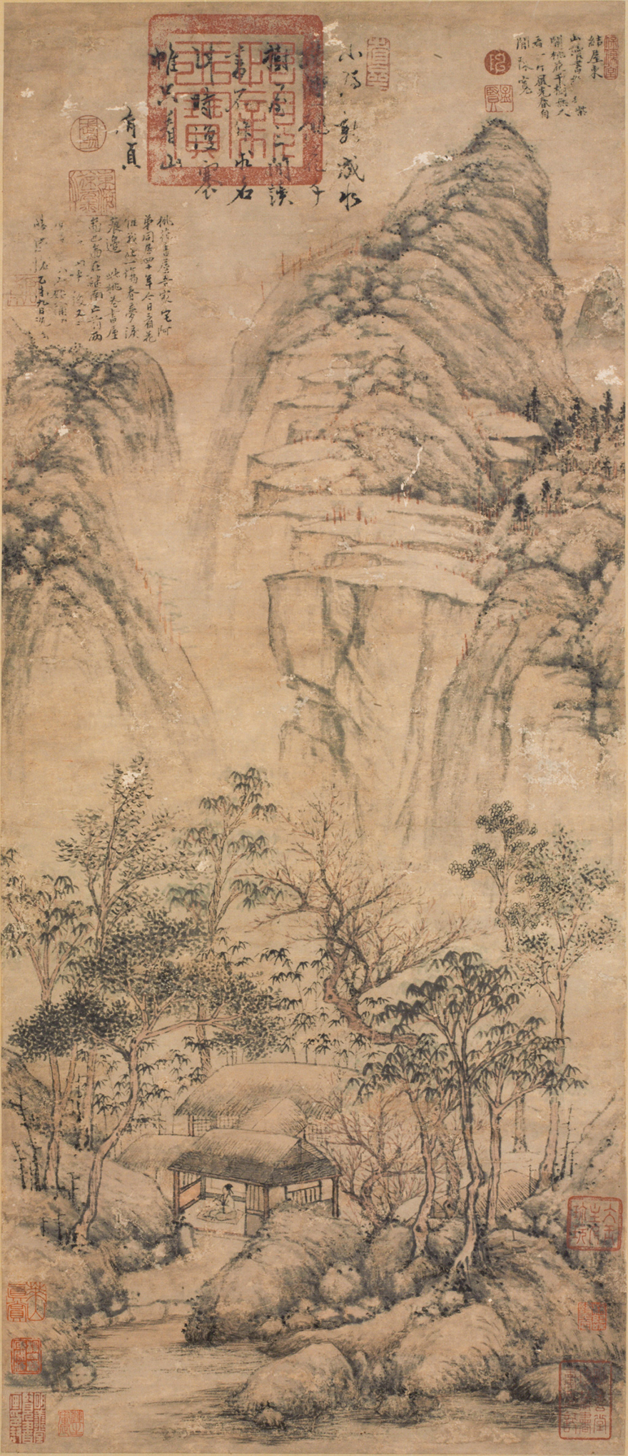 明 沈周 《桃花书屋图》轴