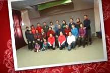 Happiness of family reunion behind flare & flash 