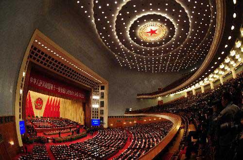 The Third Session of the 11th National People's Congress holds its closing meeting at the Great Hall of the People in Beijing, China, March 14, 2010. (Xinhua/Zhang Duo)