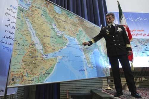 Iran's navy chief Adm. Habibollah Sayyari briefs media on an upcoming naval exercise,<br>in a press conference in Tehran, Iran, Thursday, Dec. 22, 2011.(AP Photo/Fars News<br>Agency, Hamed Jafarnejad)