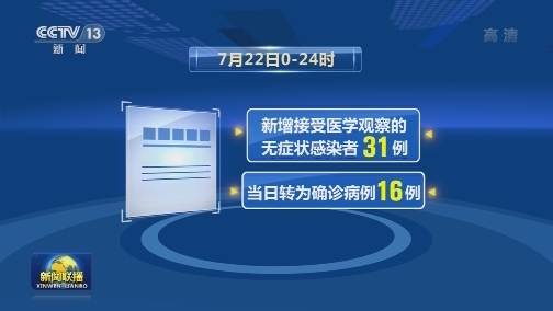 7月22日新增新冠肺炎确诊病例22例