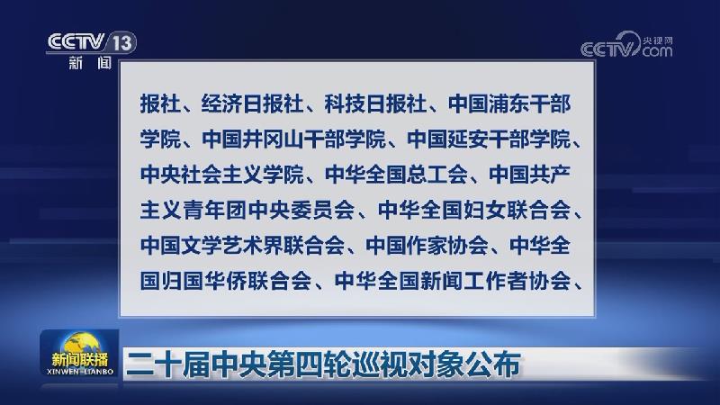 二十届中央第四轮巡视对象公布