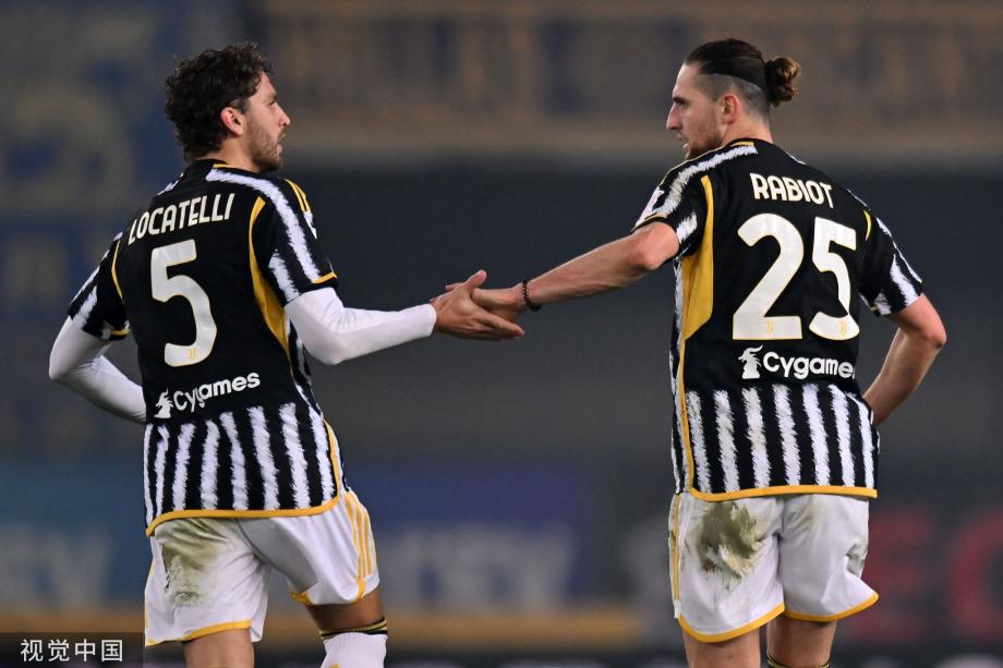 尤文2-2平维罗纳4轮不胜 多赛1场距榜首9分