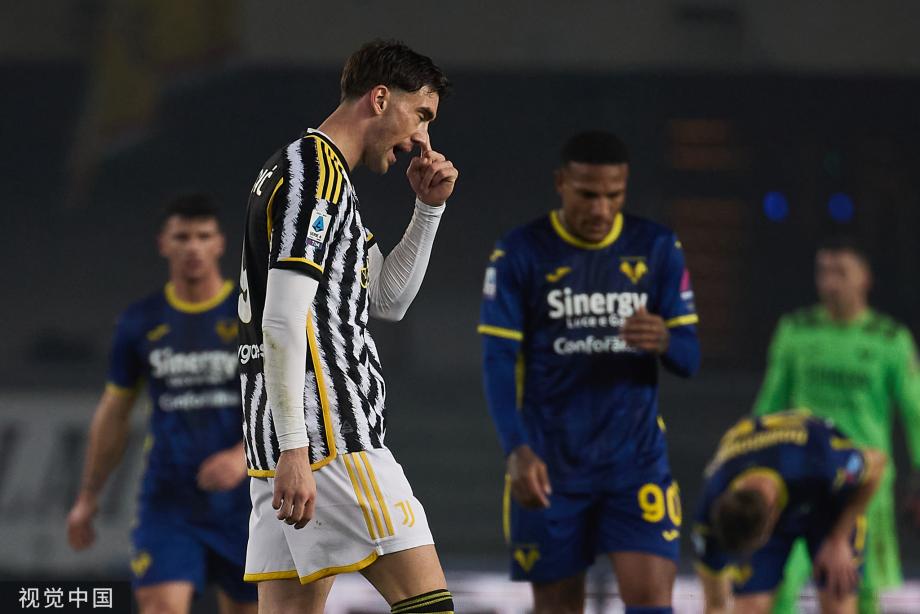 尤文2-2平维罗纳4轮不胜 多赛1场距榜首9分