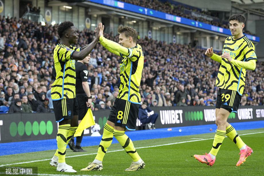 哈弗茨破门 阿森纳3-0布莱顿1分优势登顶