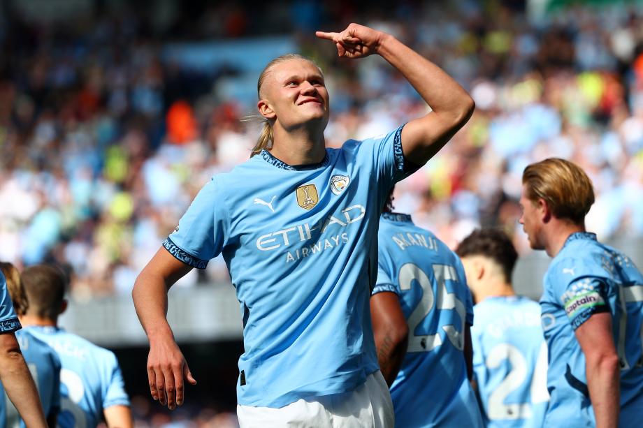 哈兰德戴帽德布劳内传射 曼城4-1伊普斯维奇