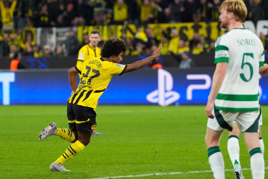 欧冠-阿德耶米半场帽子戏法 多特7-1凯尔特人