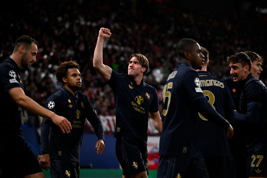 欧冠-弗拉霍维奇双响孔塞桑传射 尤文3-2逆转莱比锡