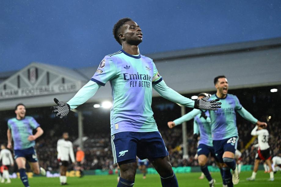 英超-萨卡绝杀被吹 阿森纳1-1富勒姆