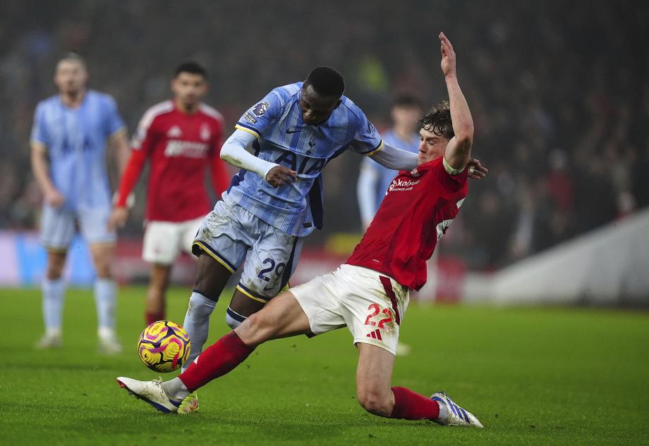 伊兰加单刀破门 热刺0-1不敌诺丁汉森林2连败