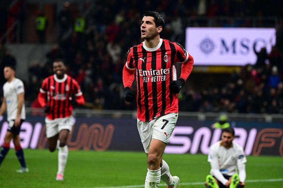 莫拉塔破门佐尔泰亚扳平 米兰1-1卡利亚里