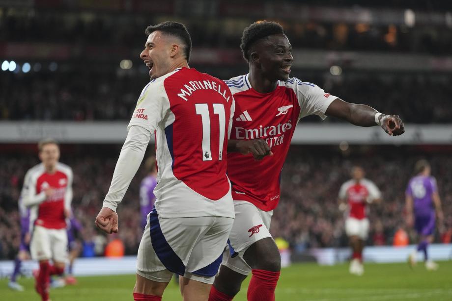 梅里诺破门萨卡建功 阿森纳2-1富勒姆