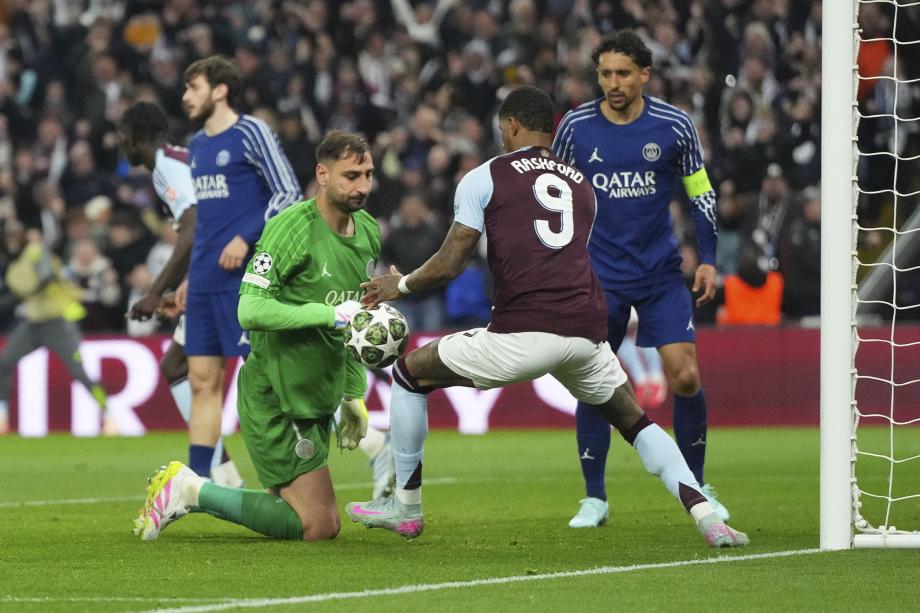 欧冠-多纳鲁马屡扑救 巴黎2-3总比分5-4维拉进4强