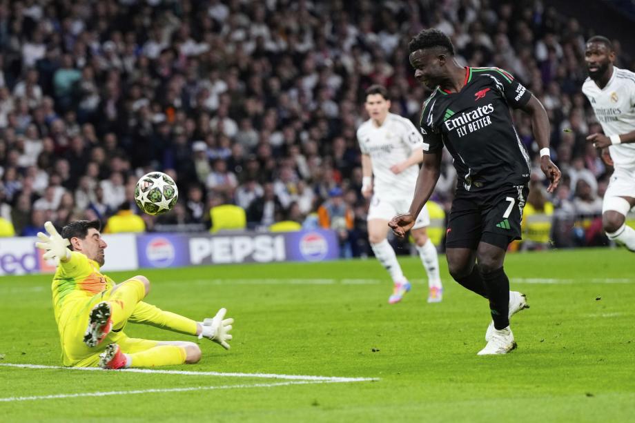 欧冠-阿森纳总比分5-1皇马 时隔16年重返四强