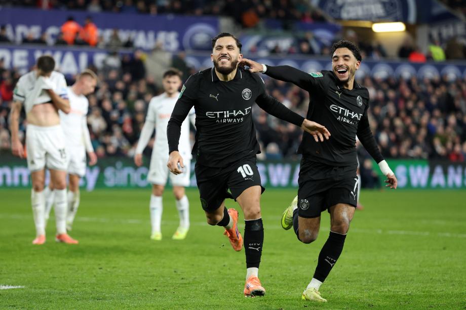 联赛杯-多库马尔穆什破门 曼城3-1斯旺西进八强