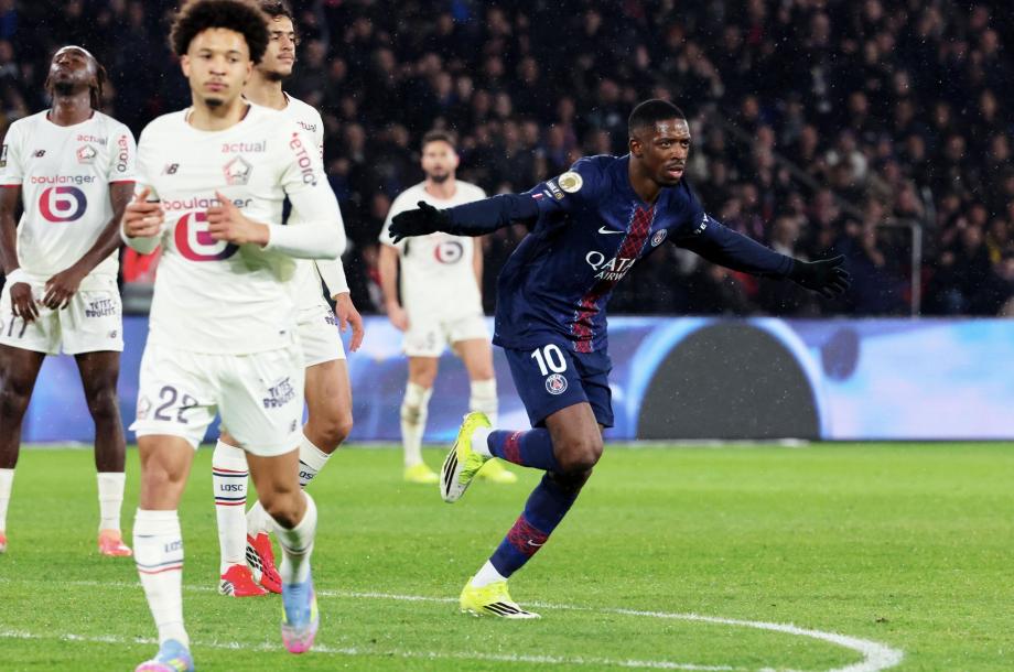 法甲-登贝莱双响 巴黎3-0里尔先赛暂时登顶