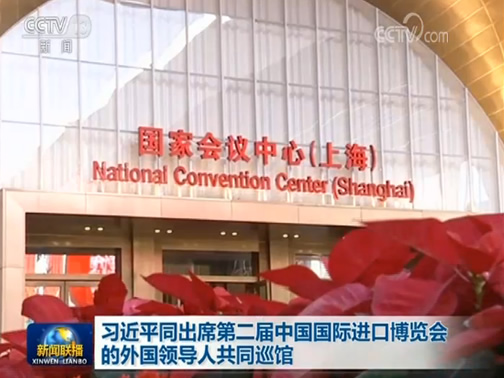 习近平同出席第二届中国国际进口博览会的外国领导人共同巡馆