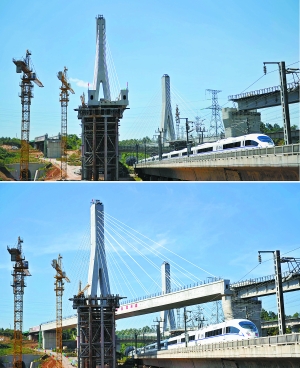 沪昆高铁成功双向跨越京广高铁