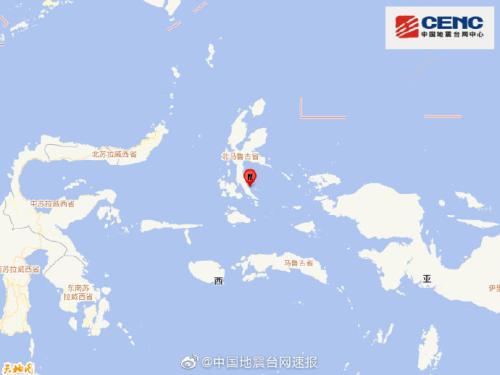 美国地质勘探局消息称,当地时间14日下午6时28分,在印度尼西亚东部北