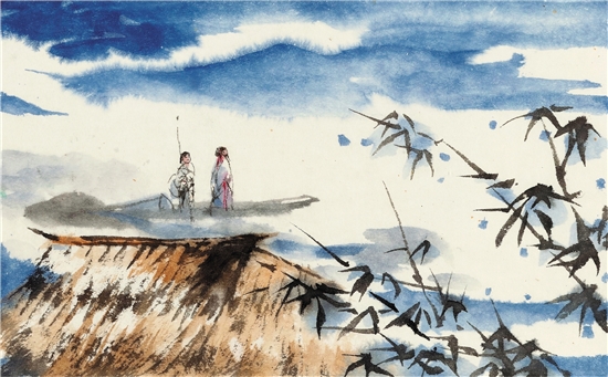 吴山明,卓鹤君 水墨动画《山水情》概念设计图 中国动漫博物馆藏