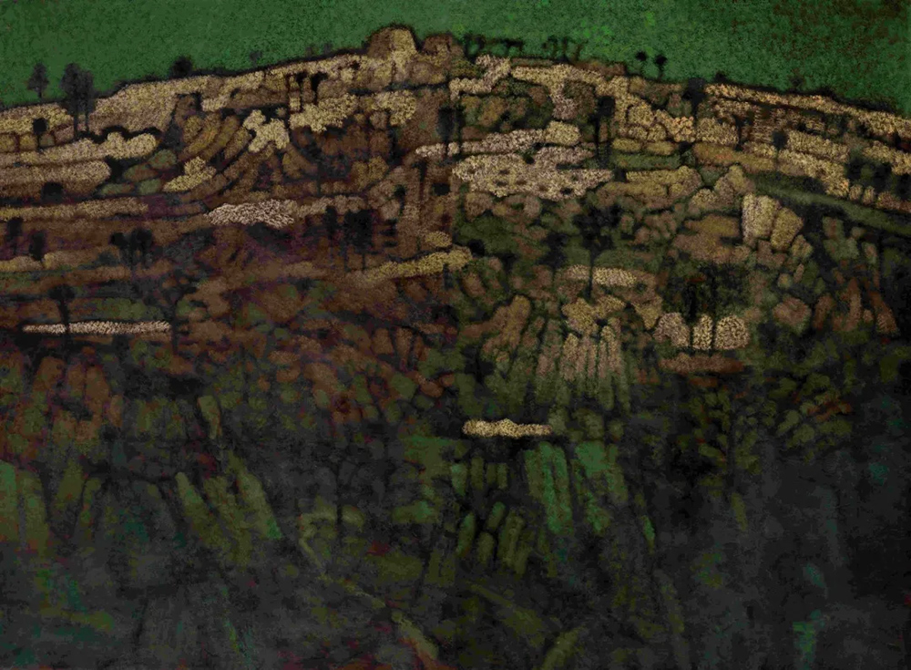 《塬》  Mountain Plateau  丙烯油画  亚麻布  Acrylic oil painting linen  200cm×276cm  2014年