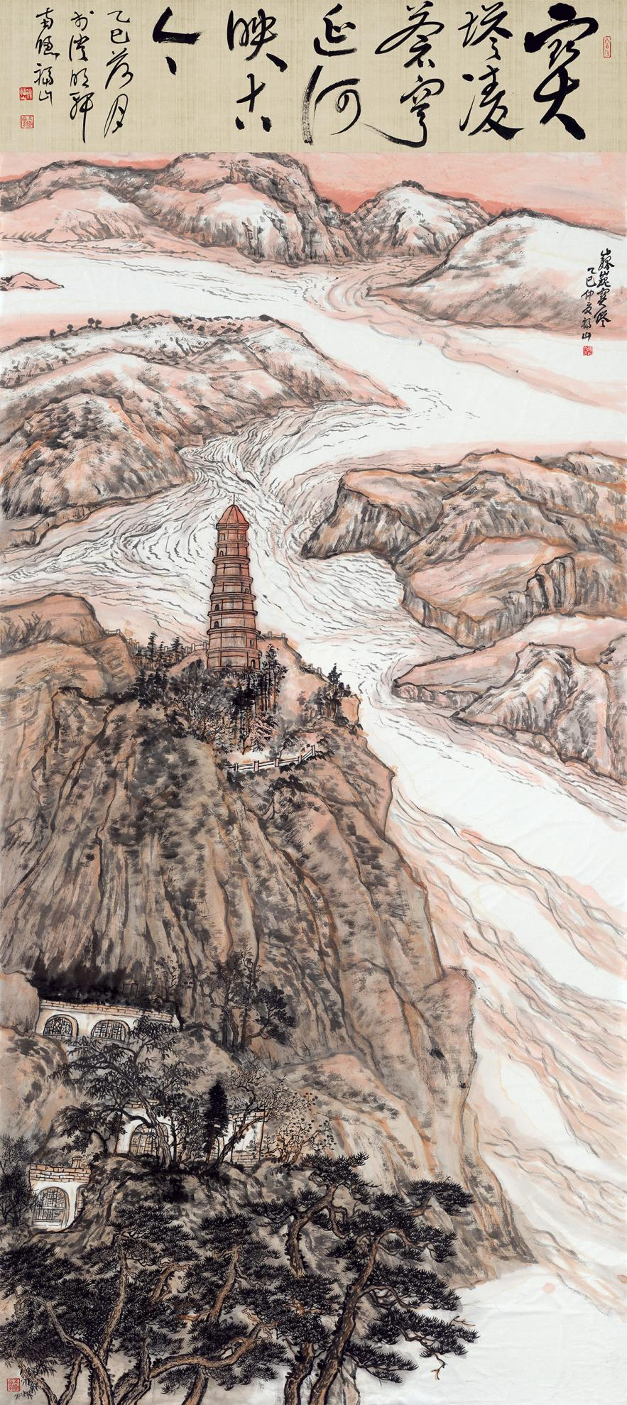 徐福山《巍巍宝塔》248×129cm 纸本设色 2025年