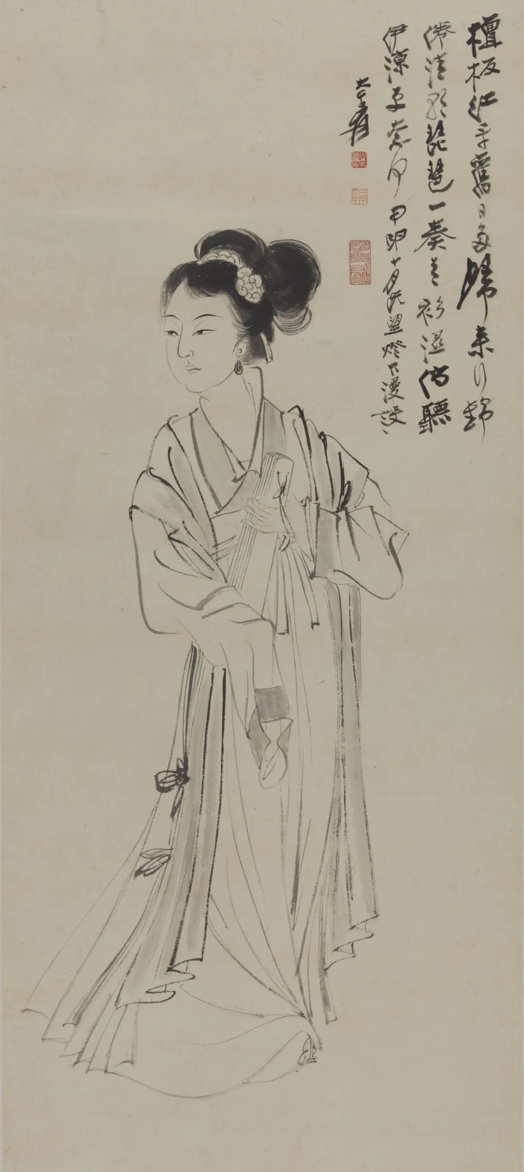 仕女  张大千  中国画 140×61.1cm  1944年  中国美术馆藏