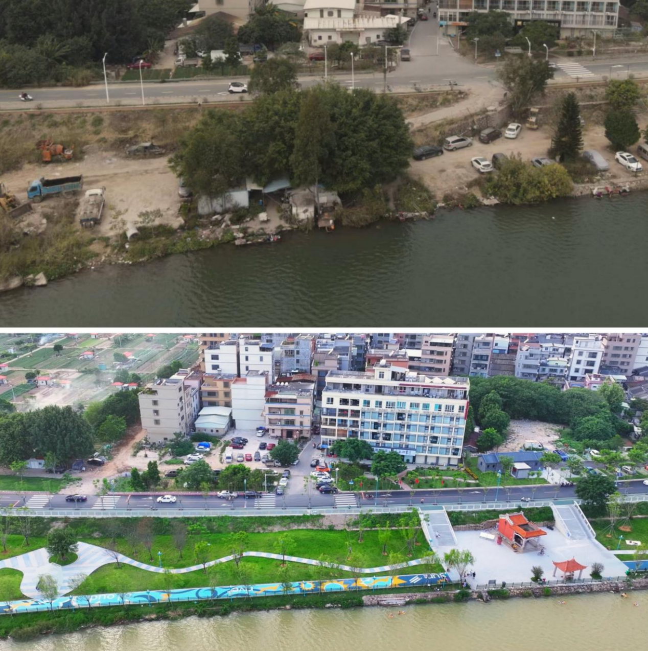 滨水公园发展对比图。