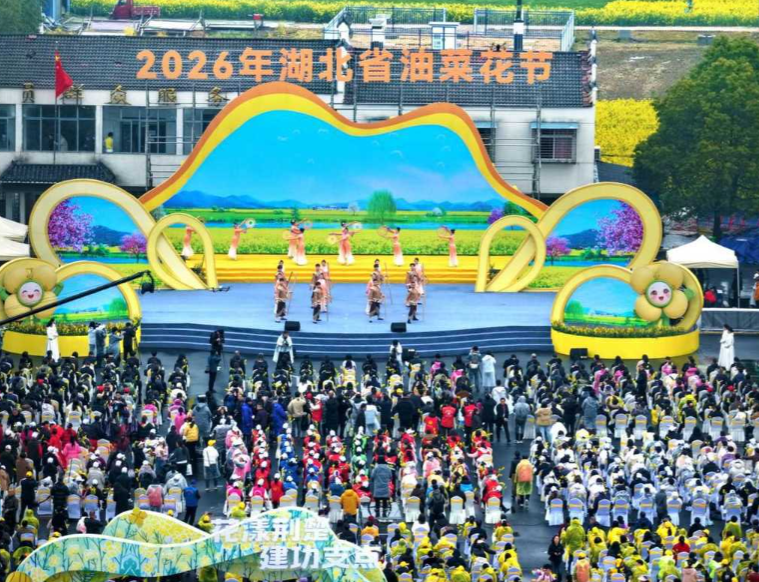 湖北油菜花节开幕 80万亩金色花海迎客来