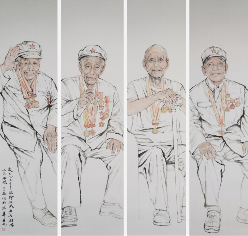 王振 《红星下的荣光&middot;老兵群像》 137cm&times;150cm